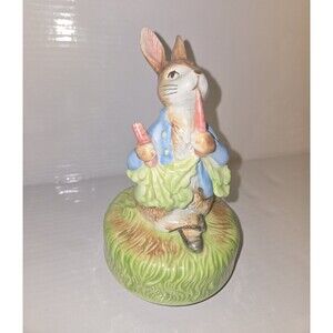 Schmid Peter Rabbit Beatrix Potter Ceramic Figurine Hand Painted 7in 1980s
